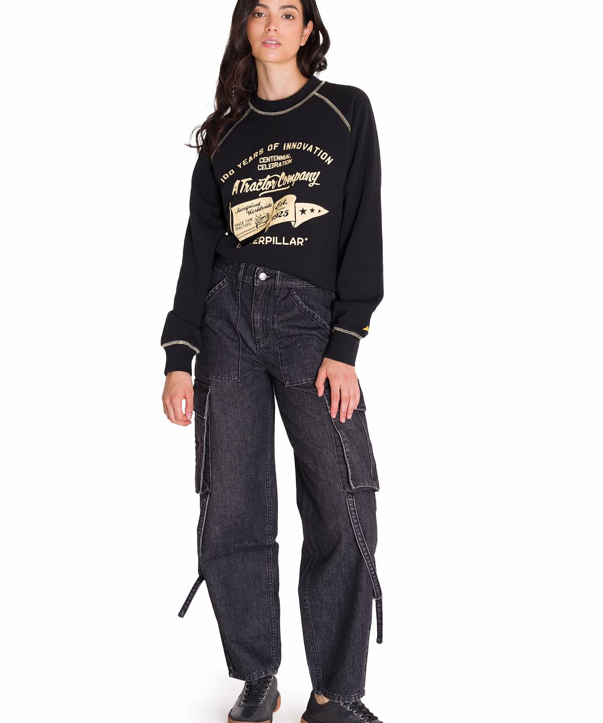 Jeans Tiro Alto Mujer RIGID DENIM EXAGGERATED CARGO Gris Cat