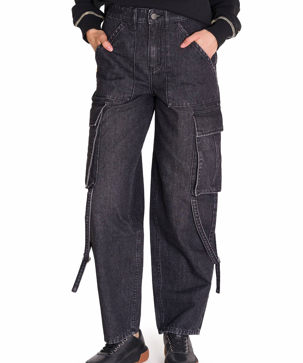 Jeans Tiro Alto Mujer RIGID DENIM EXAGGERATED CARGO Gris Cat