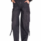 Jeans Tiro Alto Mujer RIGID DENIM EXAGGERATED CARGO Gris Cat