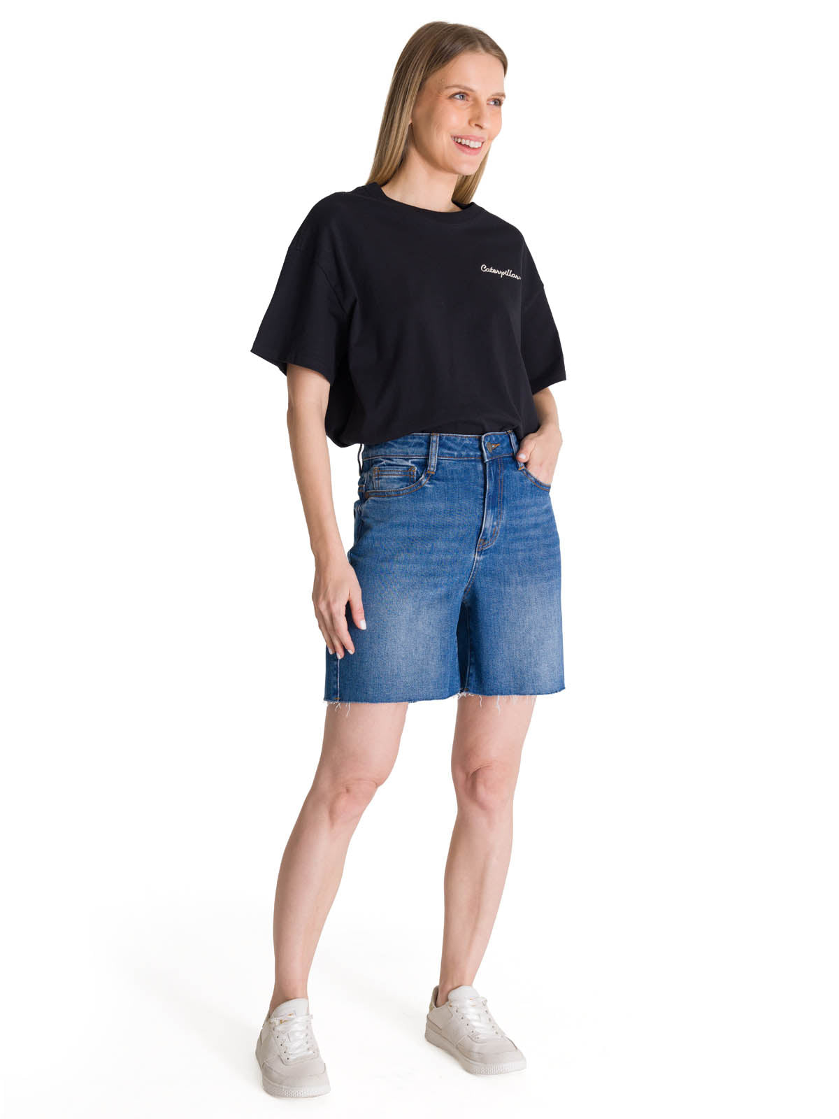 Short Tiro Alto Denim Mujer Cowboy Azul CAT