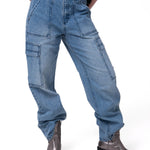 Jeans Cargo Mujer Relaxed Azul CAT