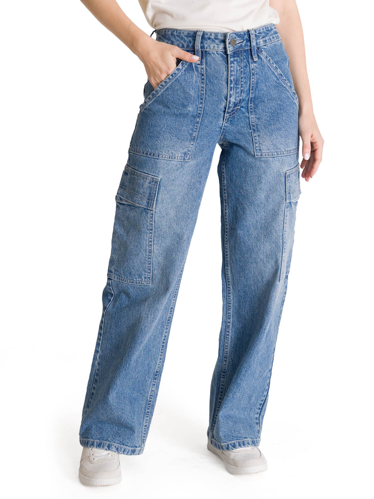 Jeans Cargo Mujer Relaxed Azul CAT