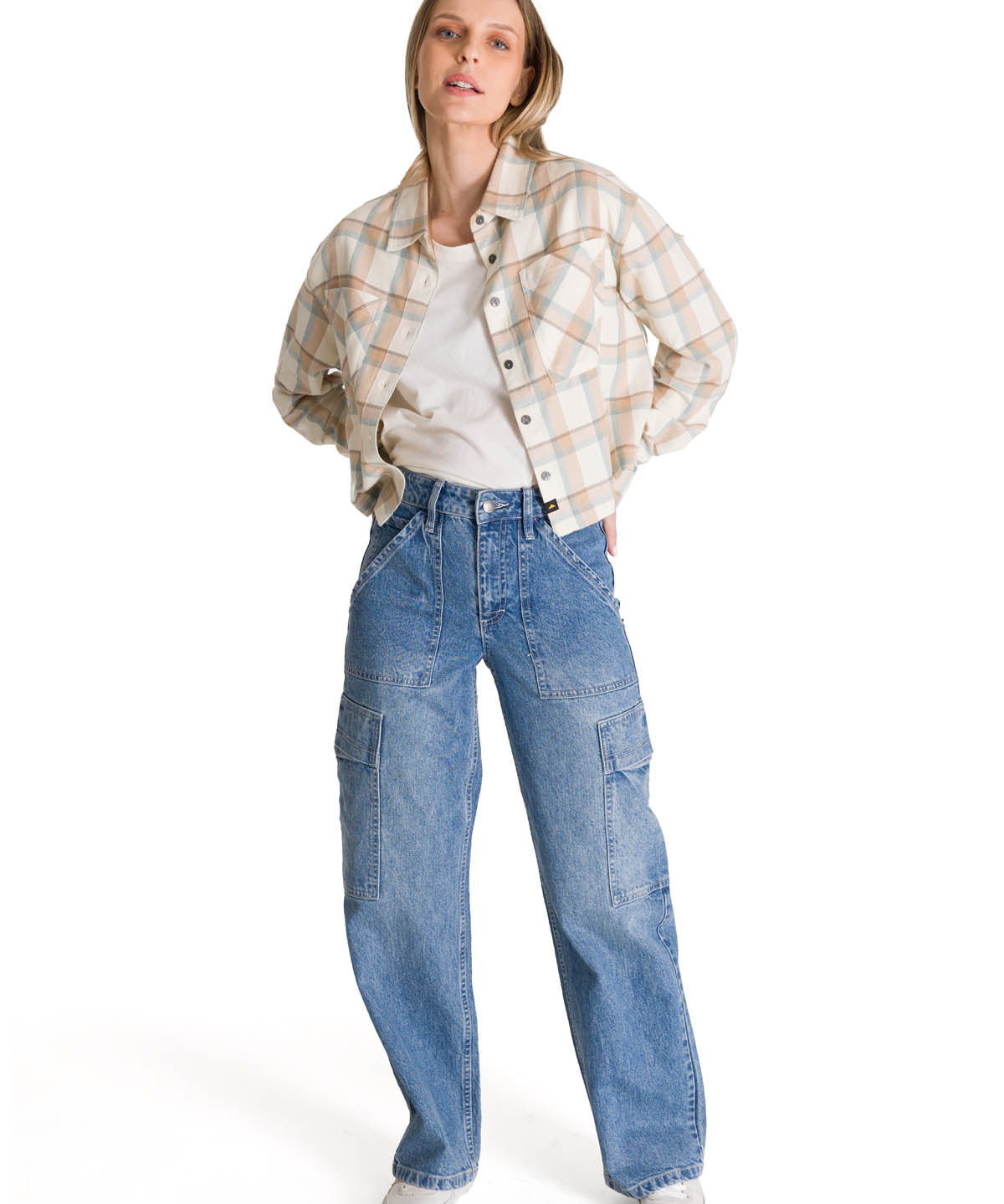 Jeans Cargo Mujer Relaxed Azul CAT