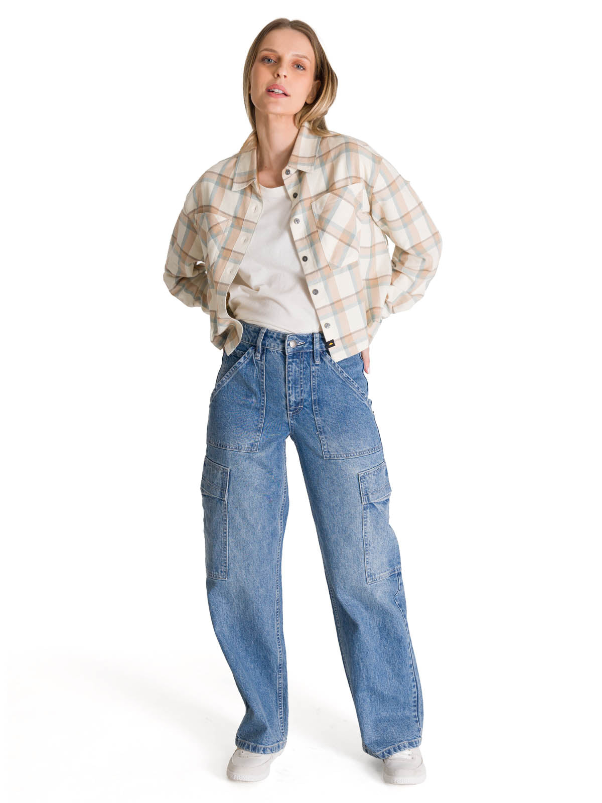 Jeans Cargo Mujer Relaxed Azul CAT