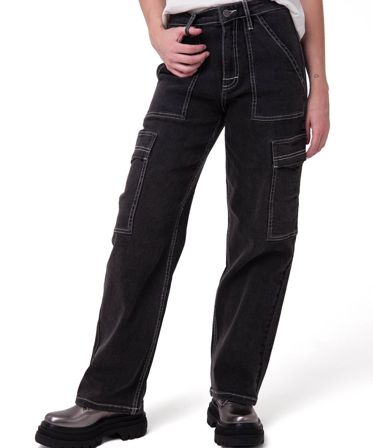 Jeans Cargo Mujer Relaxed Negro CAT