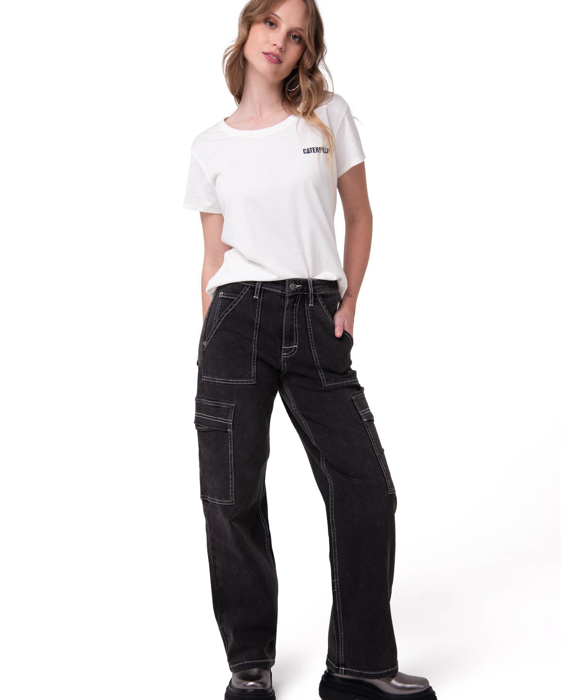 Jeans Cargo Mujer Relaxed Negro CAT