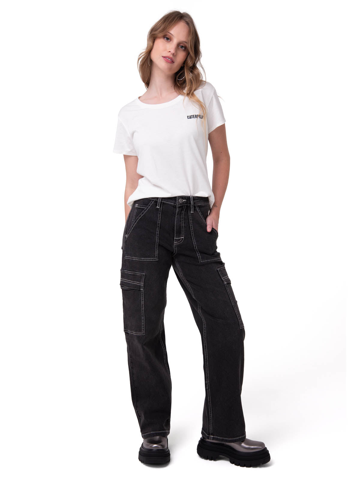 Jeans Cargo Mujer Relaxed Negro CAT