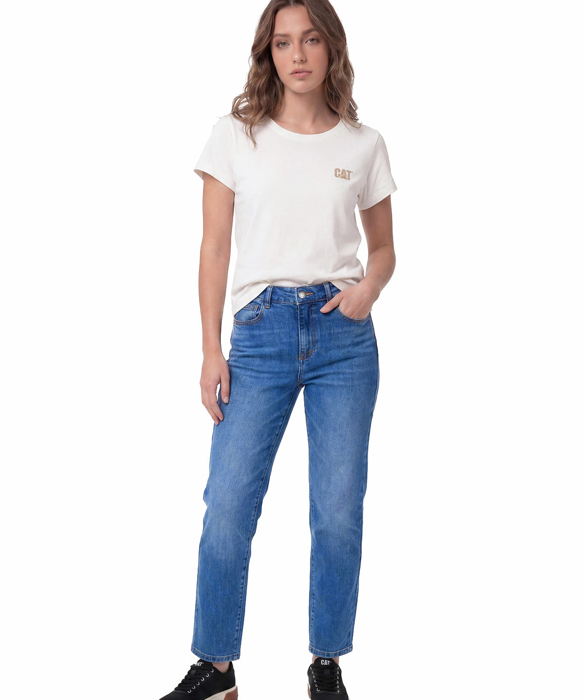 Jeans Mujer CAT High-Rise Straight Leg Azul índigo