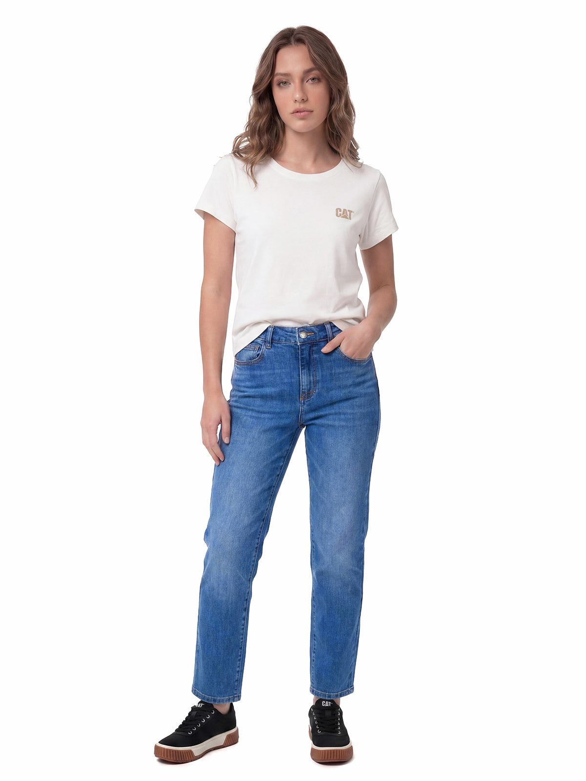 Jeans Mujer CAT High-Rise Straight Leg Azul índigo