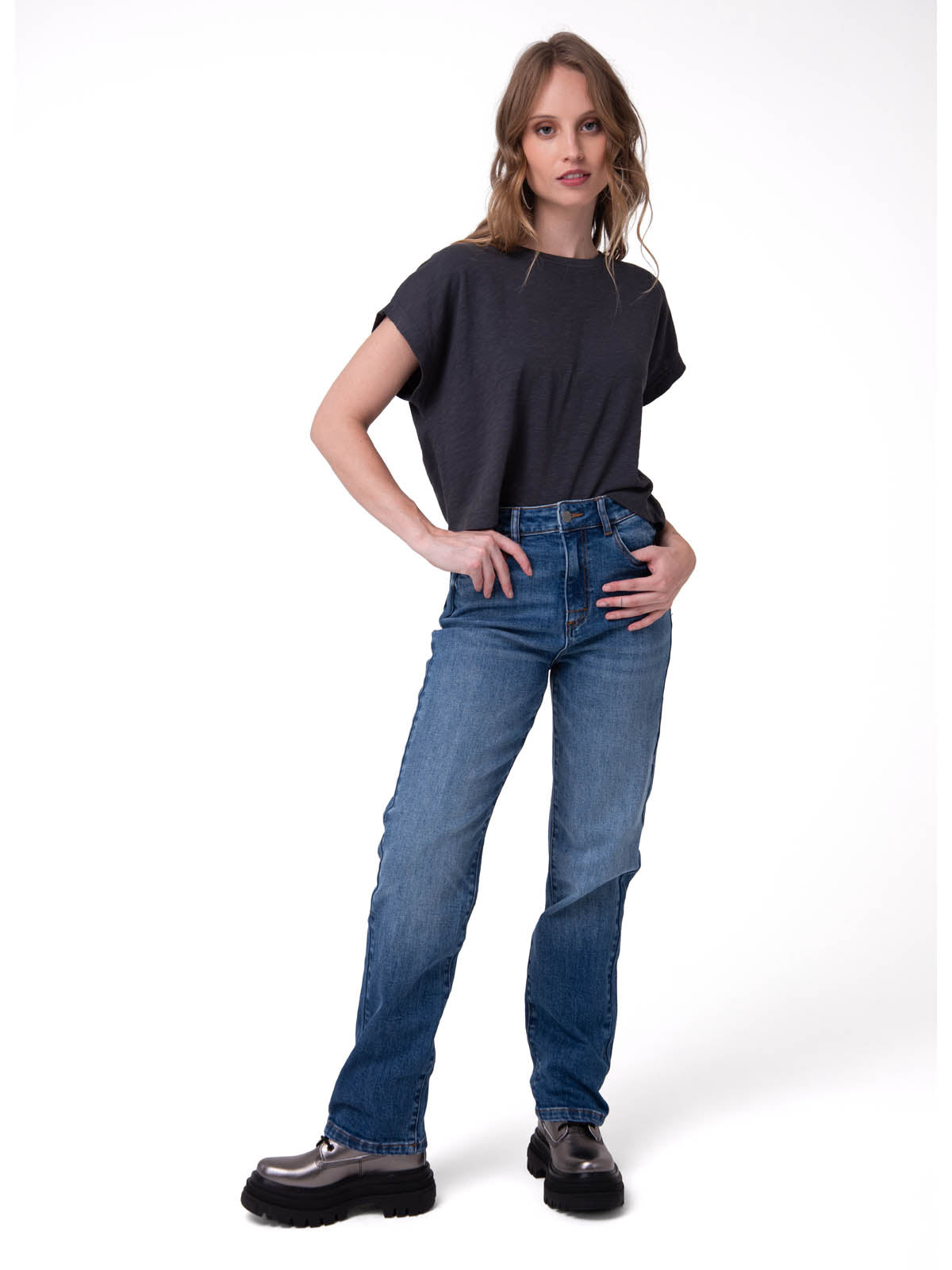 Jeans Mujer CAT High-Rise Straight Leg Azul índigo