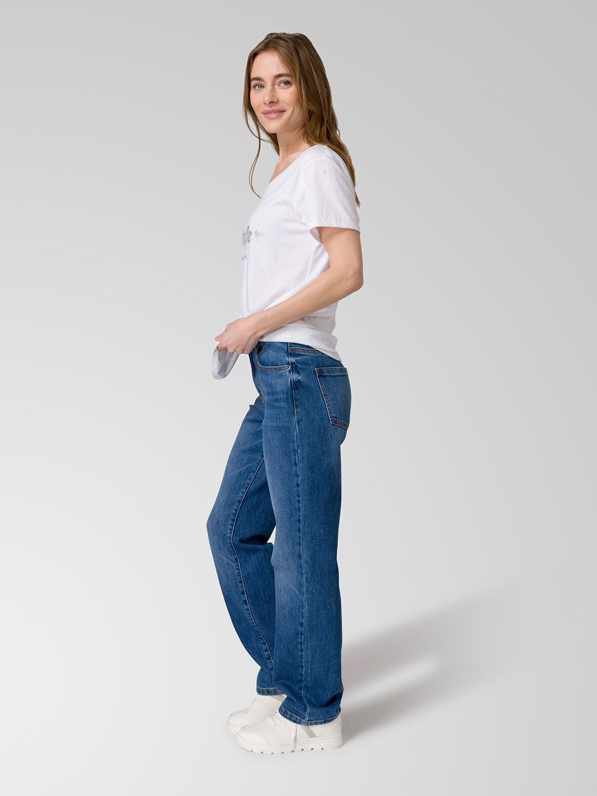 Jeans Mujer CAT High-Rise Straight Leg Azul índigo CAT
