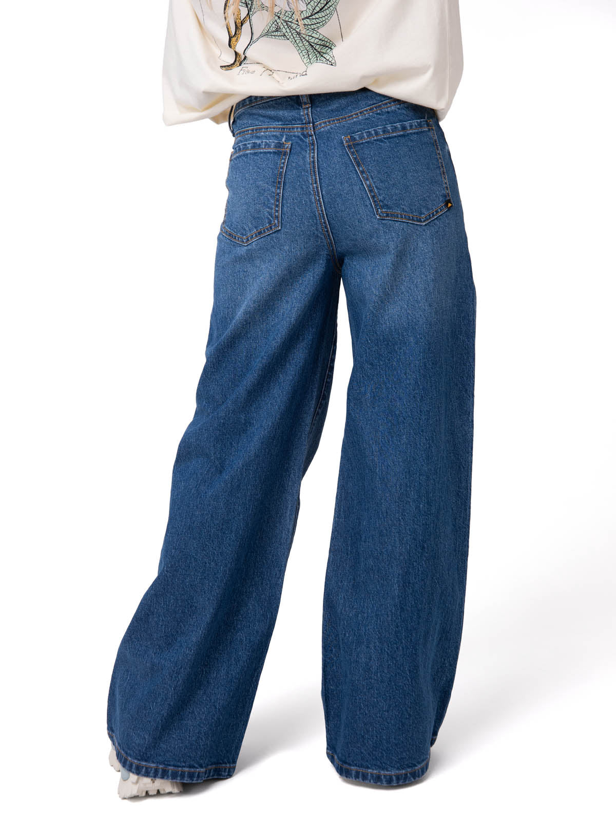Jeans Wide Leg Mujer Denim Azul Cat