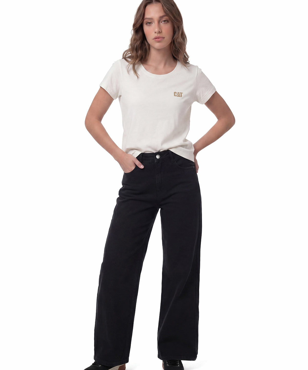 Jeans Mujer CAT Denim Wide Leg - Black Stone