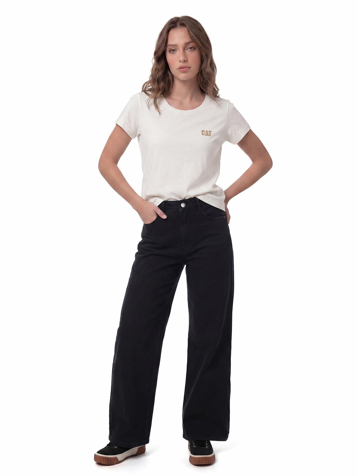 Jeans Mujer CAT Denim Wide Leg - Black Stone