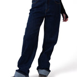 Jeans Tiro Medio Mujer Denim Azul Oscuro Cat