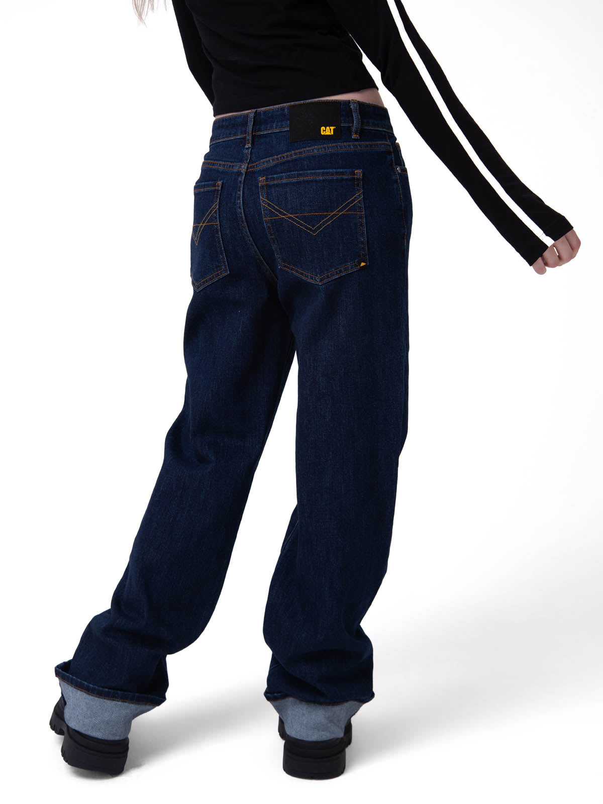 Jeans Tiro Medio Mujer Denim Azul Oscuro Cat