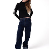 Jeans Tiro Medio Mujer Denim Azul Oscuro Cat