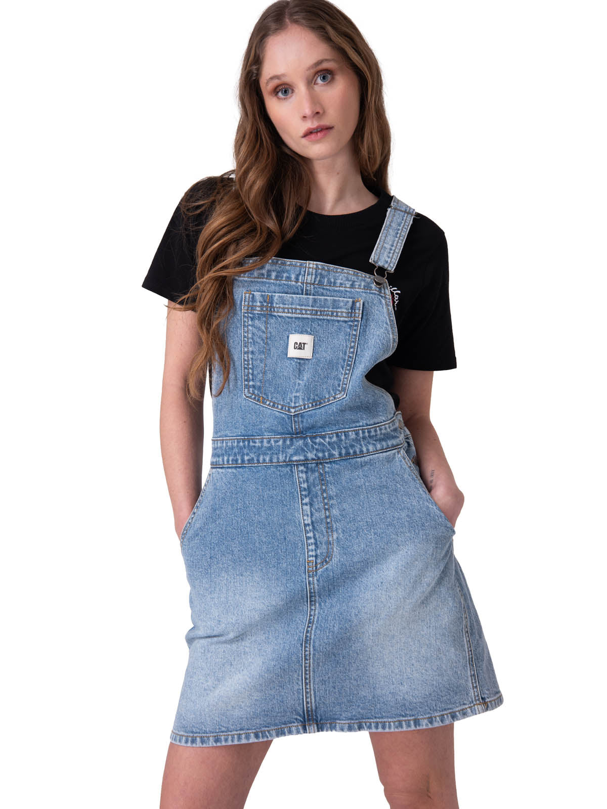 Vestido Mujer Denim Bib Dress Azul