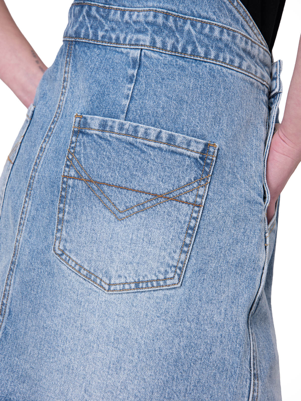 Vestido Mujer Denim Bib Dress Azul