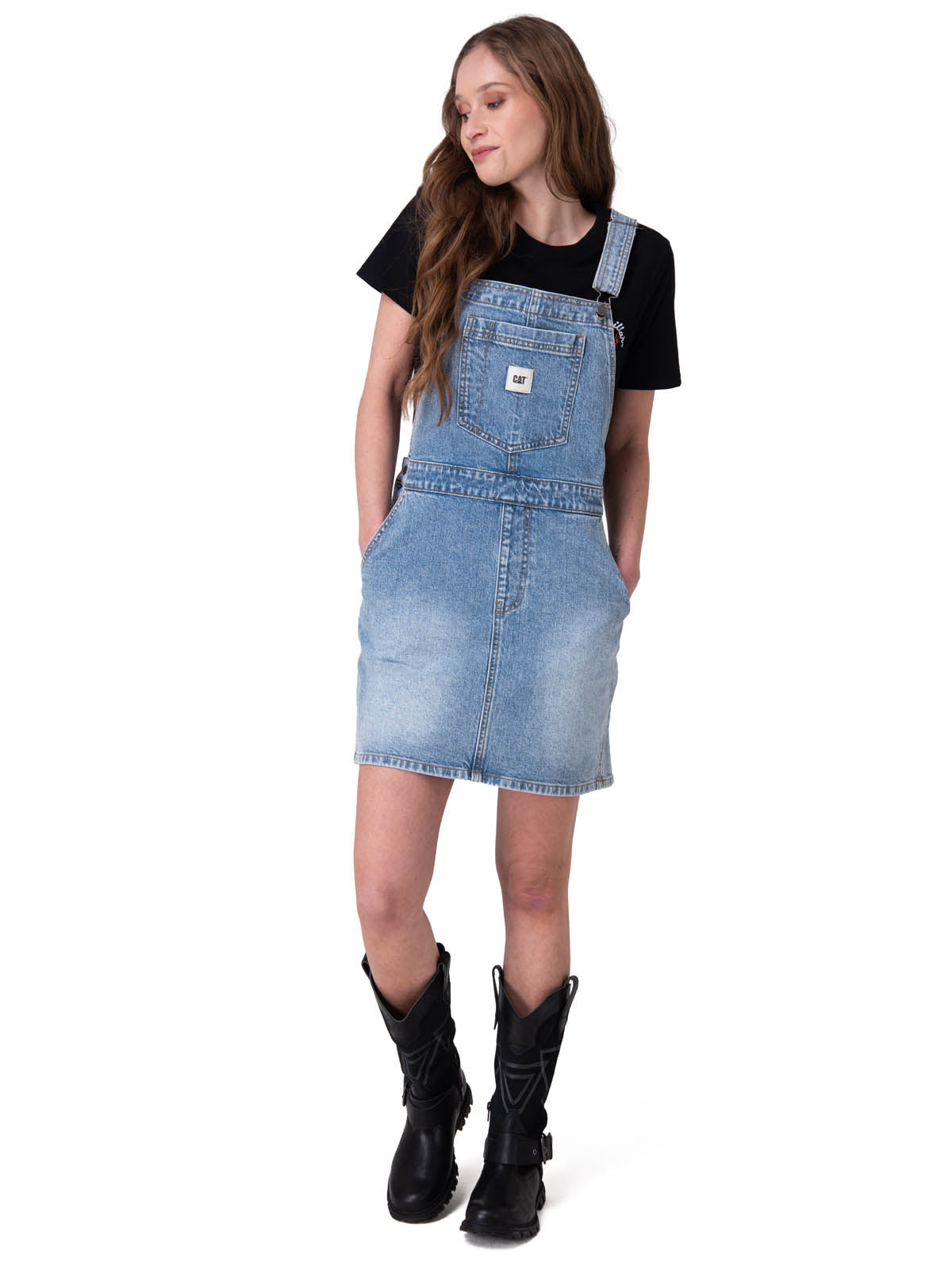 Vestido Mujer Denim Bib Dress Azul