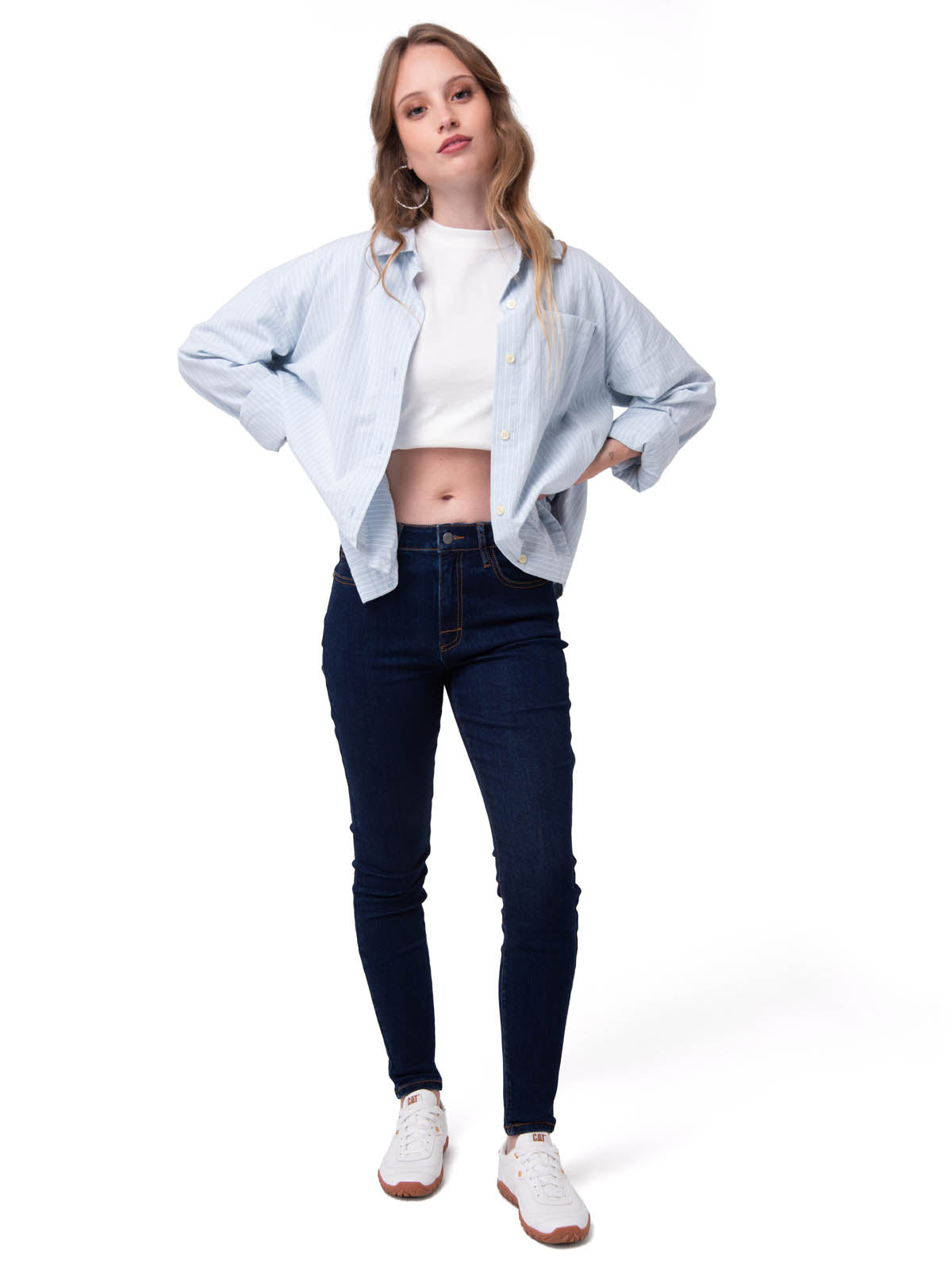 Jeans Stretch Mujer Mid-Rise Azul Oscuro Cat