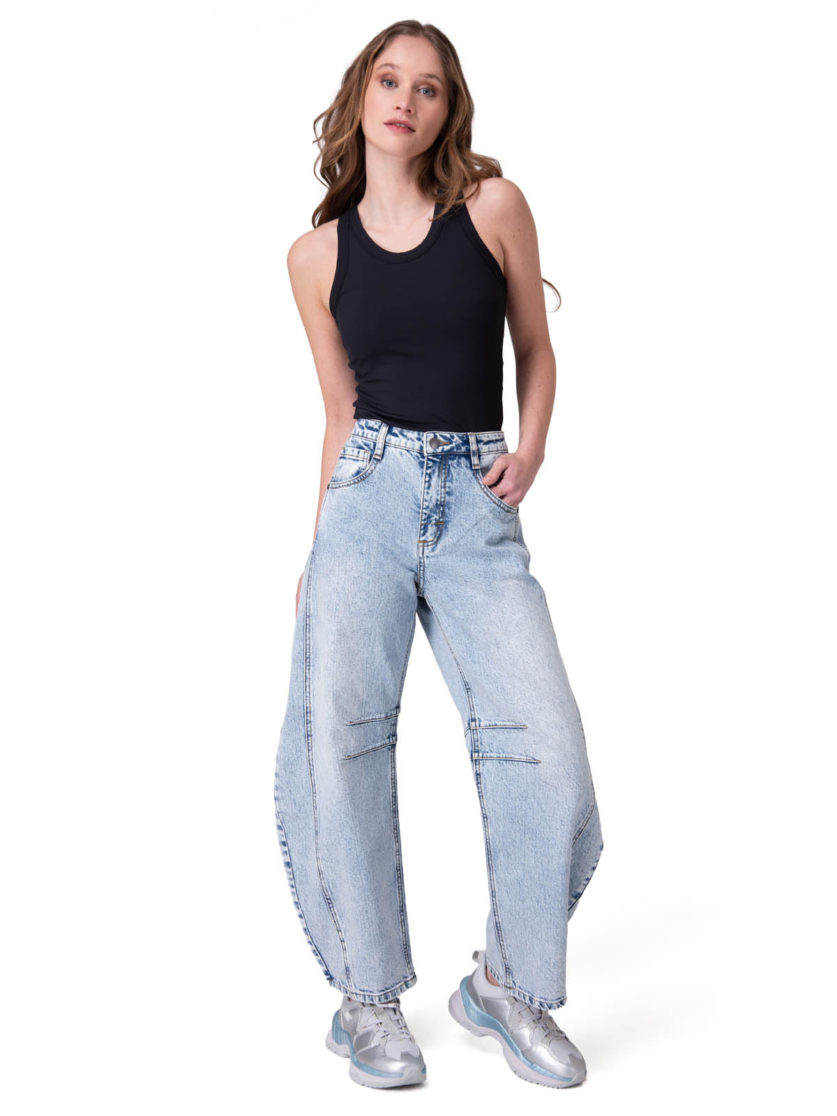 Jeans Mujer Barrel Leg Jean Celeste