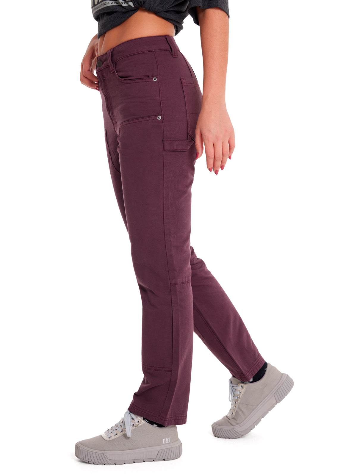 Pantalón Casual Mujer DOUBLE FRONT UTILITY BOTTOM Burdeo CAT
