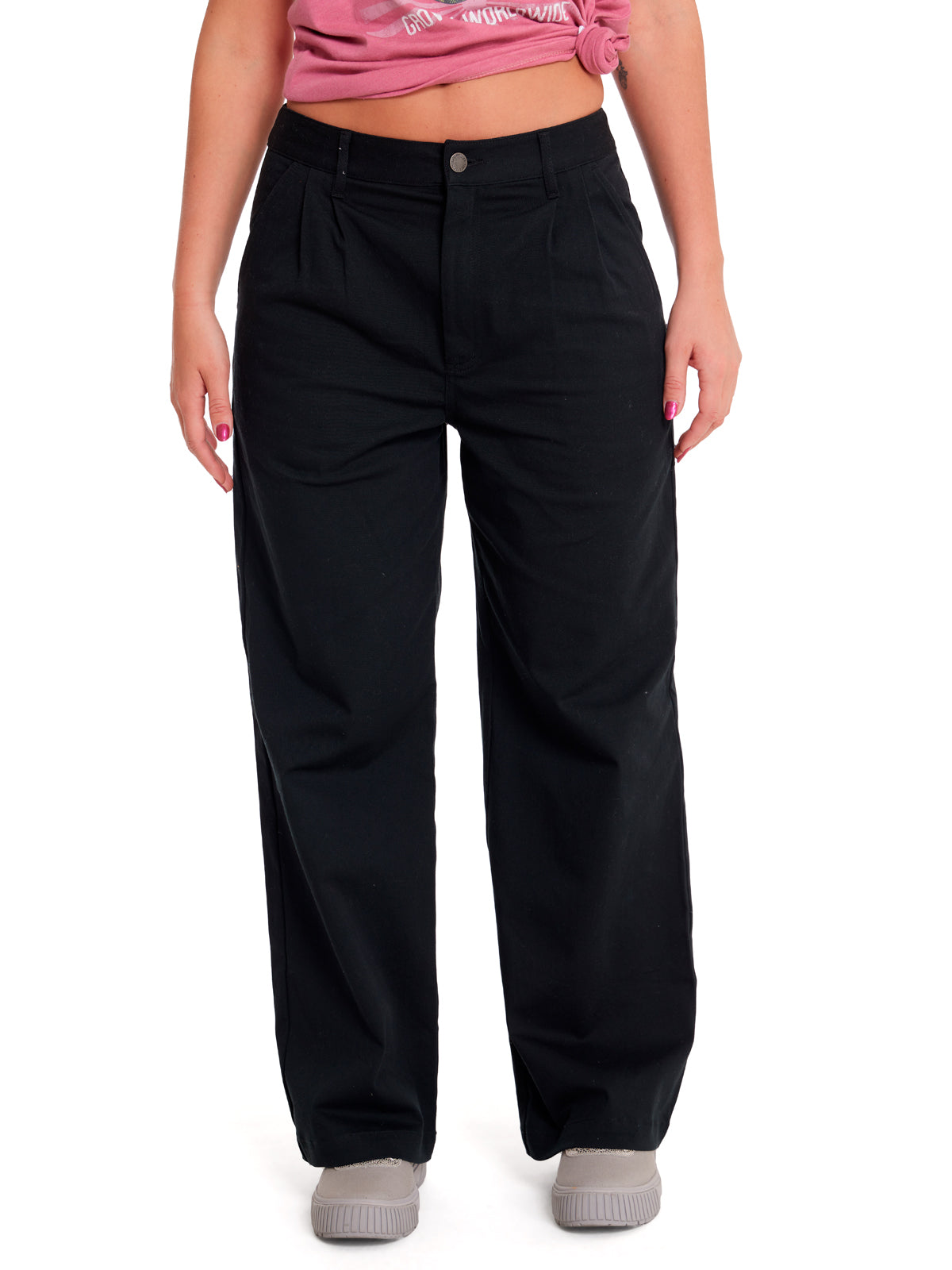 Pantalón Casual Mujer WIDE LEG STRETCH CHINO PANT Negro CAT