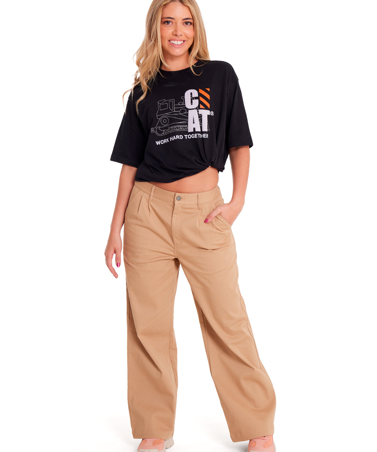 Pantalón Casual Mujer WIDE LEG STRETCH CHINO PANT Beige/Crudo CAT