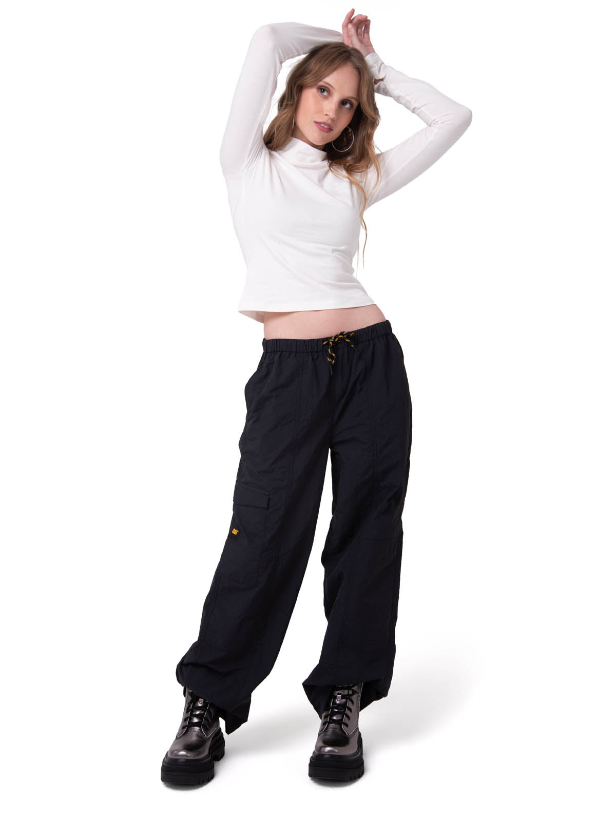 Pantalón Mujer Pull-On Cargo Negro Cat