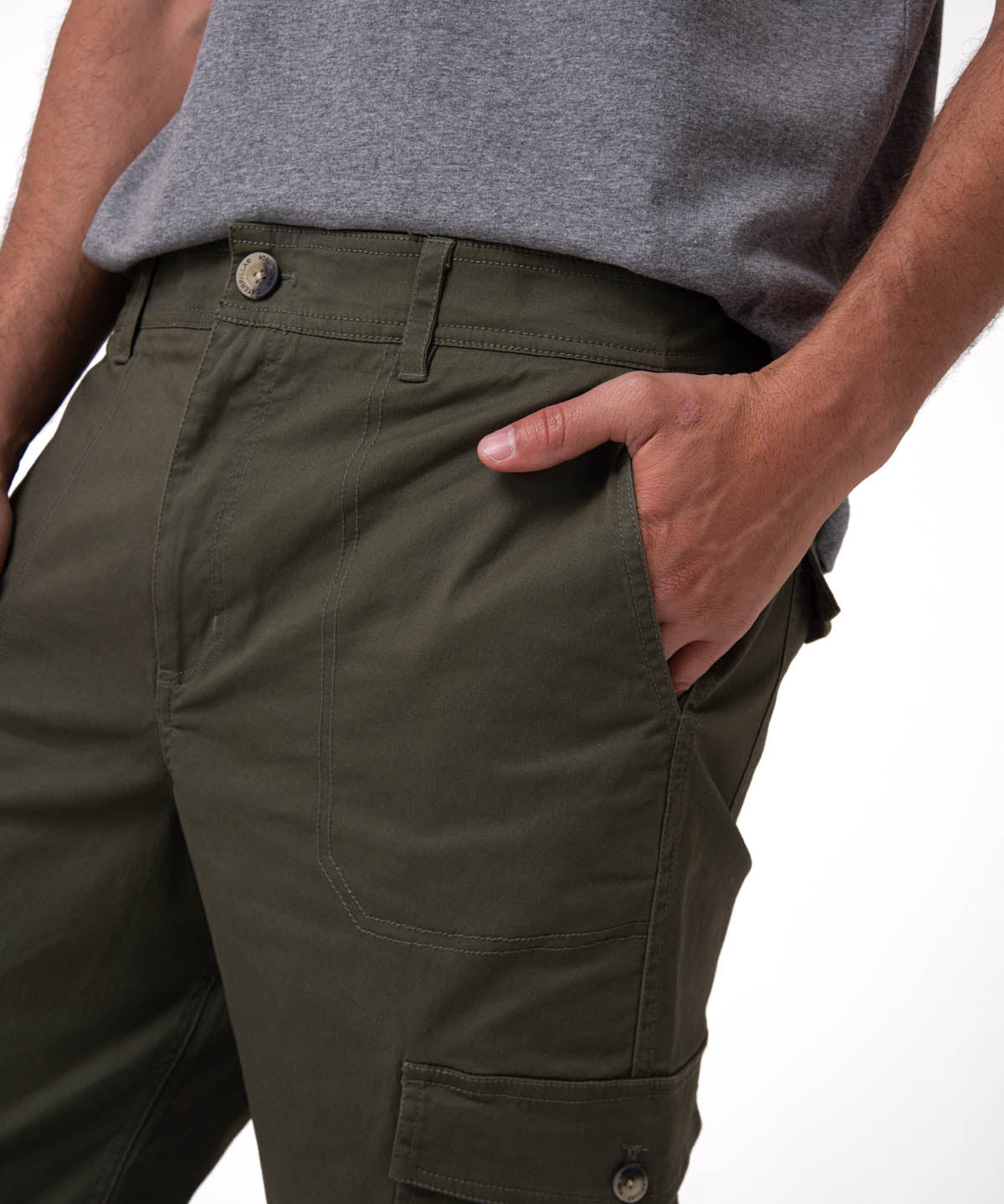 Pantalón Hombre Cargo Slim Verde Cat