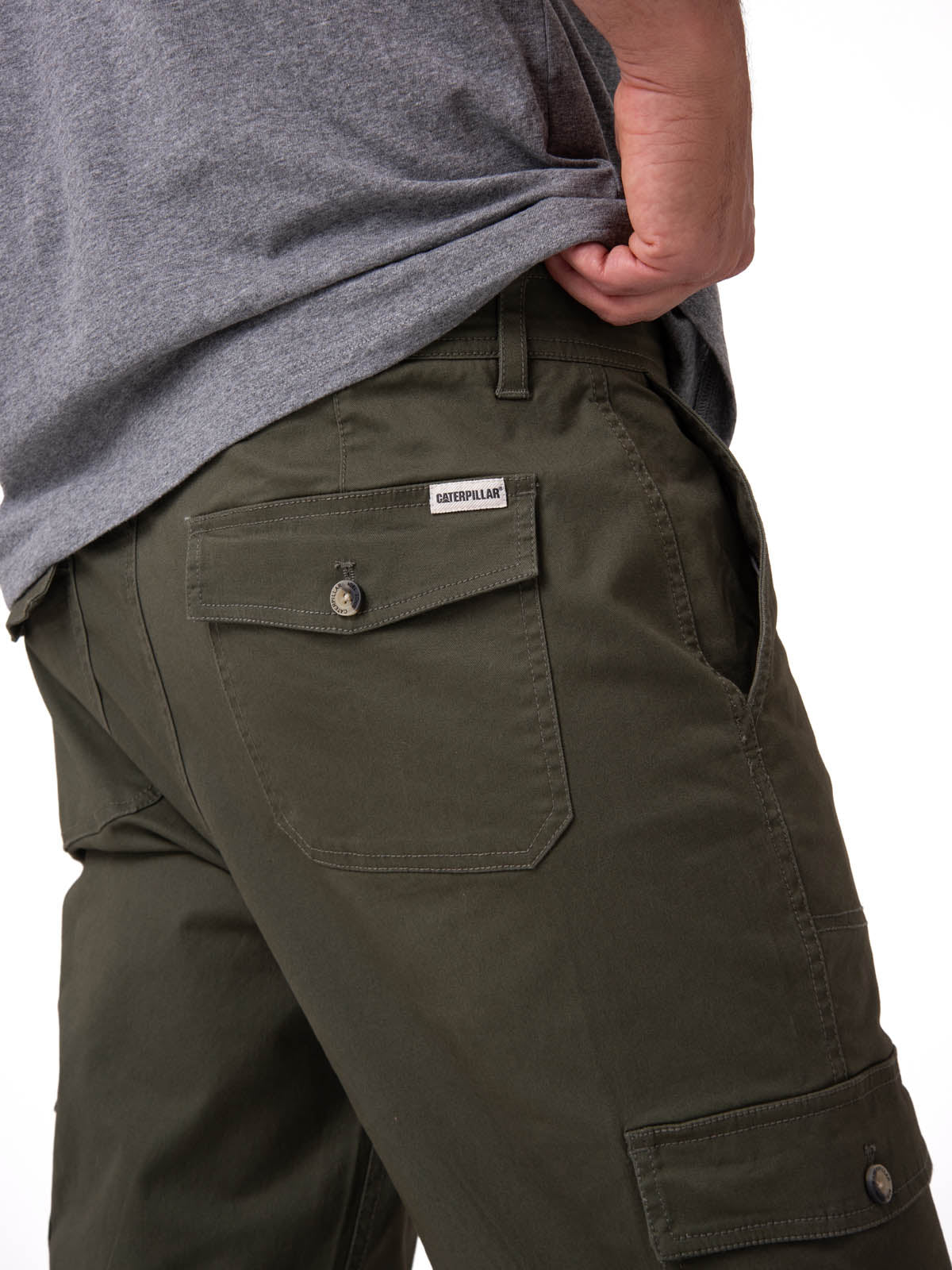 Pantalón Hombre Cargo Slim Verde Cat