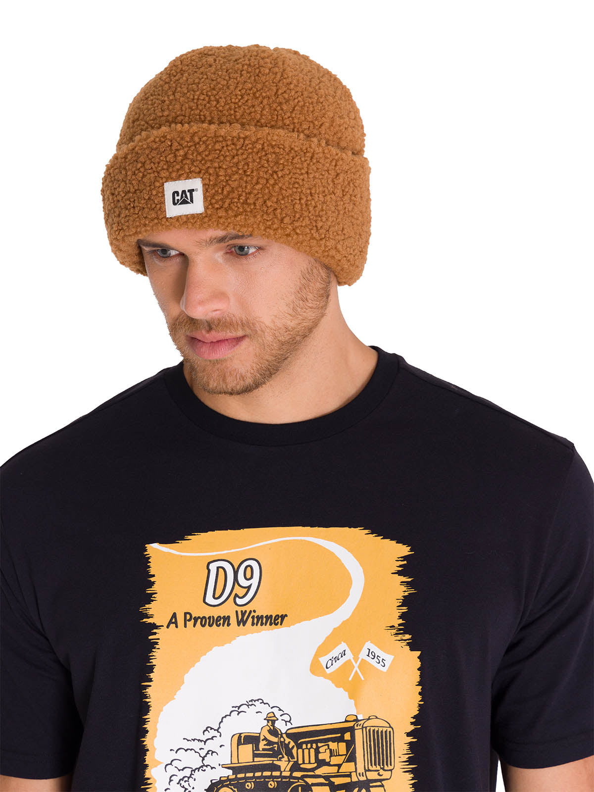 Gorro En Punto Unisex Cuffed Sherpa Knit Hat Café Cat