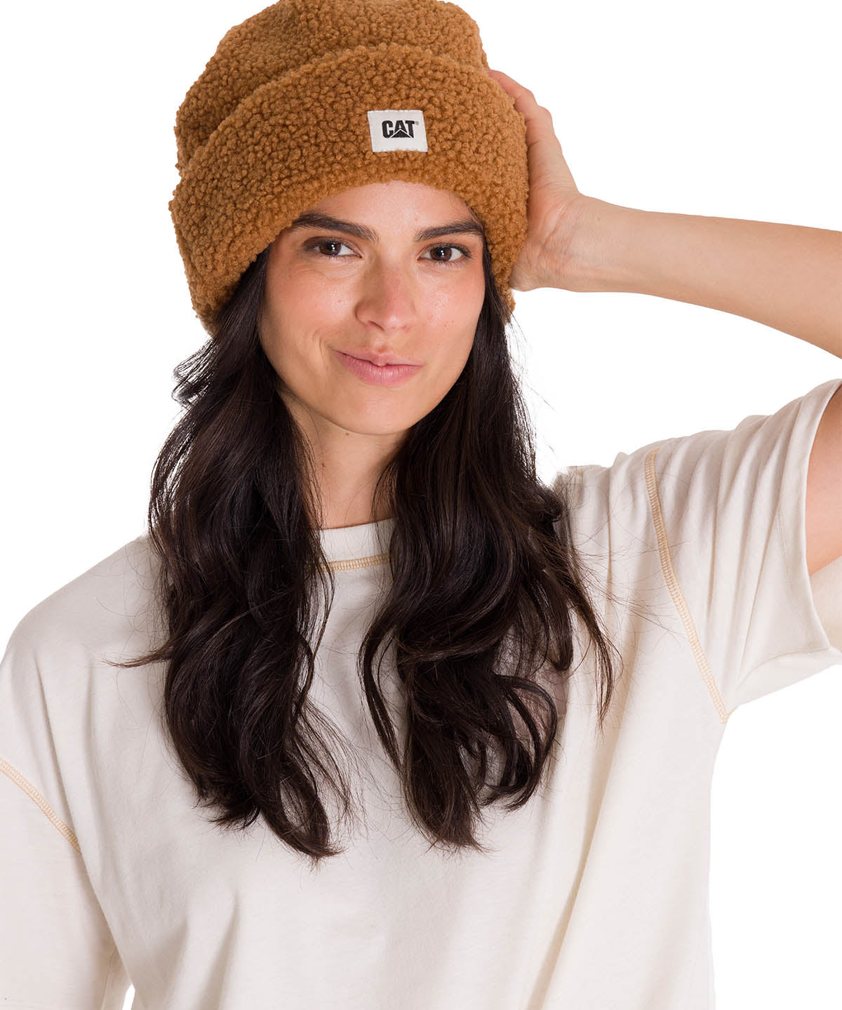 Gorro En Punto Unisex Cuffed Sherpa Knit Hat Café Cat