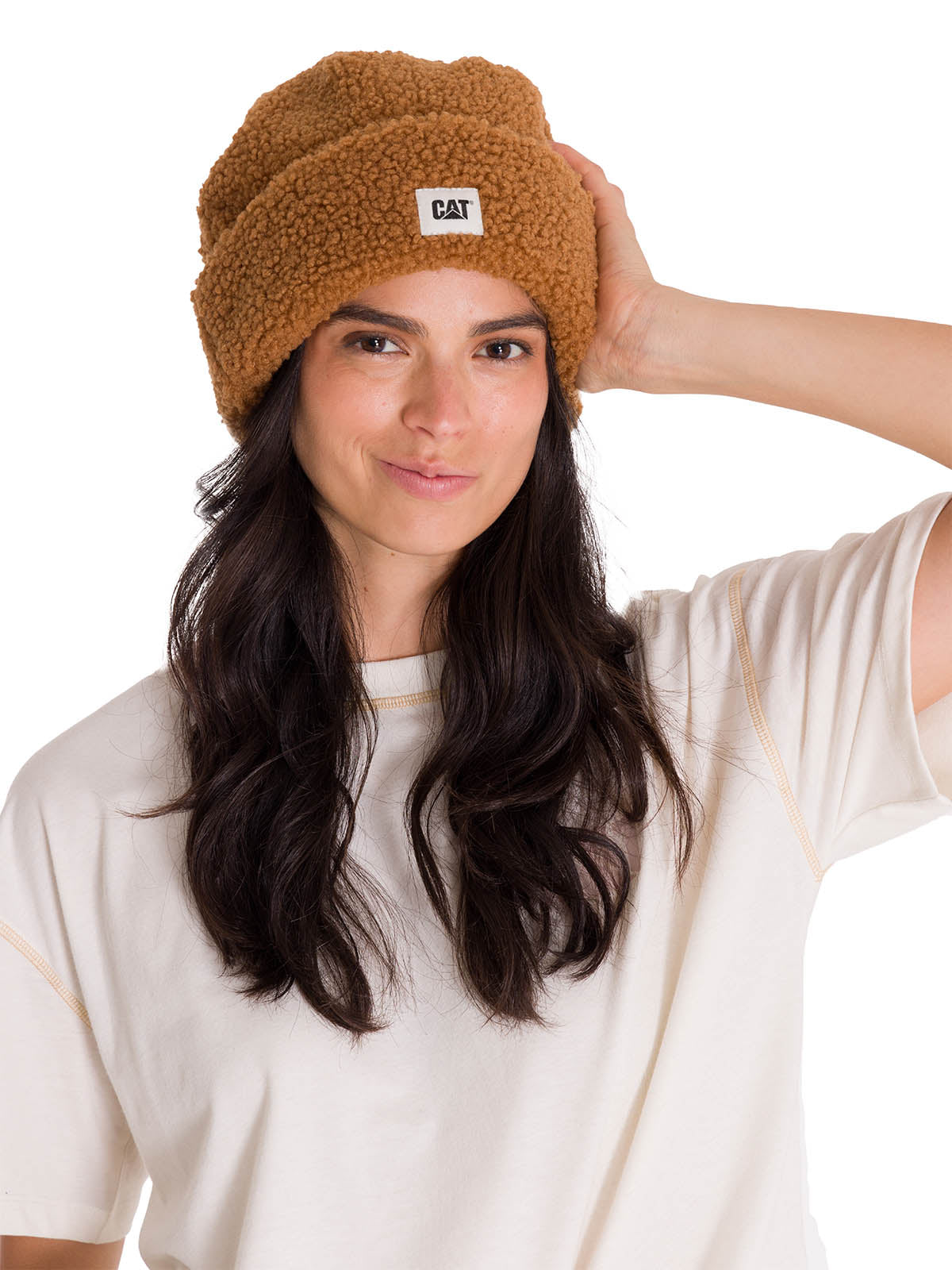 Gorro En Punto Unisex Cuffed Sherpa Knit Hat Café Cat
