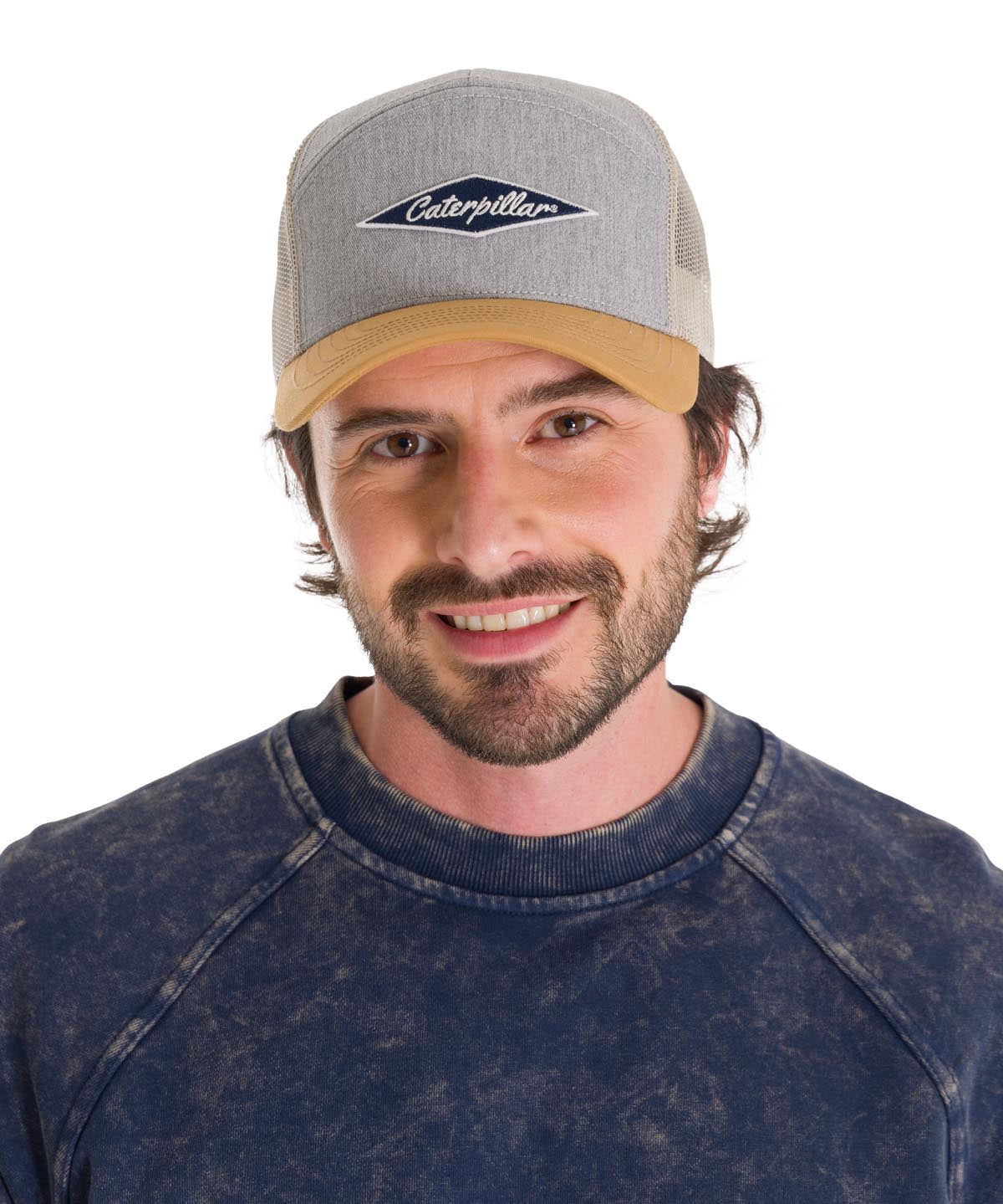 Jockey Con Broche Hombre Diamond 7-Panel Mesh Back Hat Gris Claro Cat