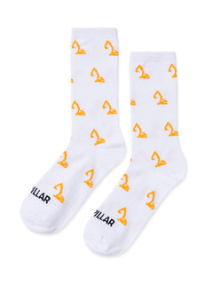 Calcetín Largo Hombre Diseño Excavadora Blanco CAT