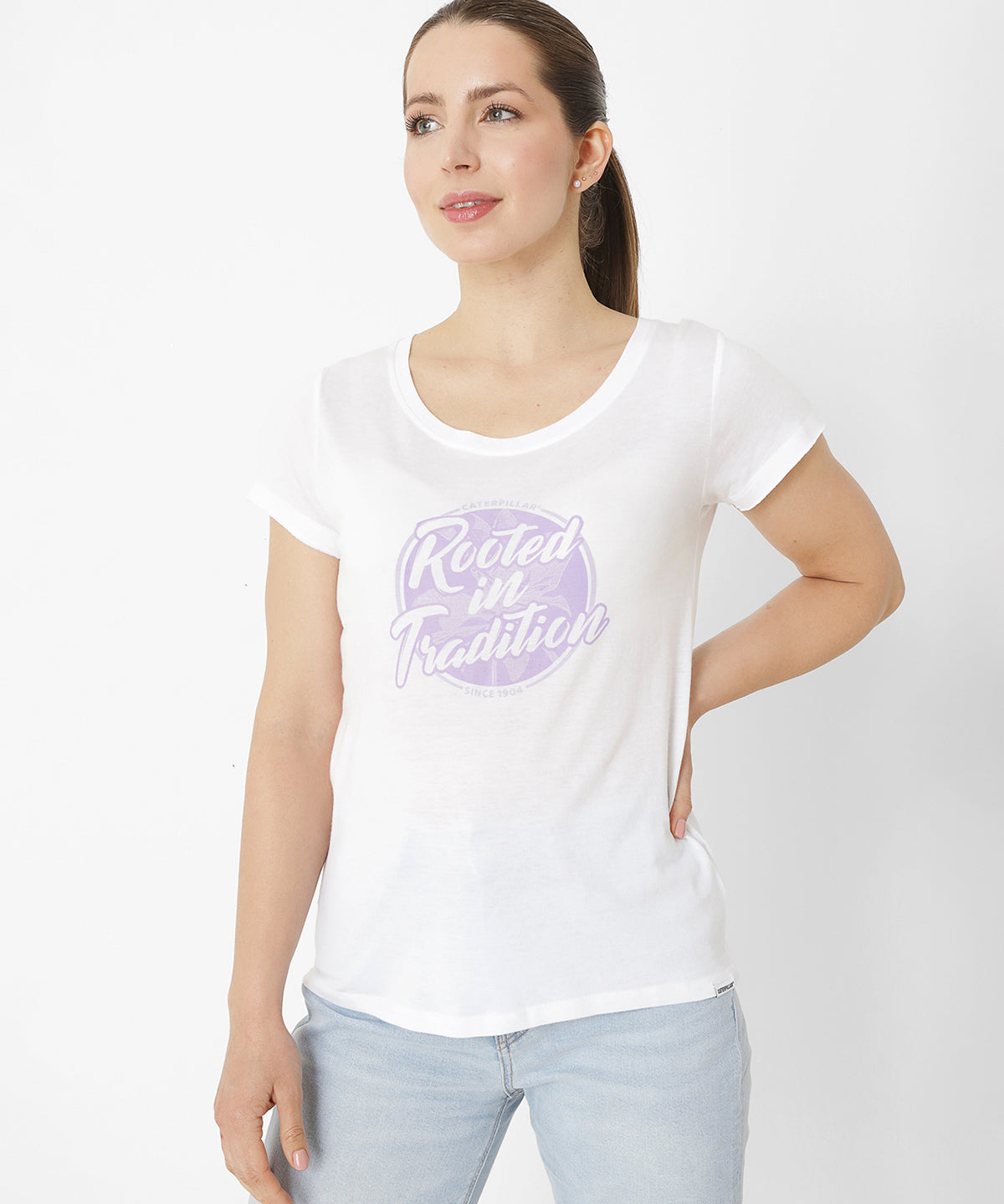 Polera Manga Corta Casual Mujer Rooted In Tradition Tee Blanco Cat