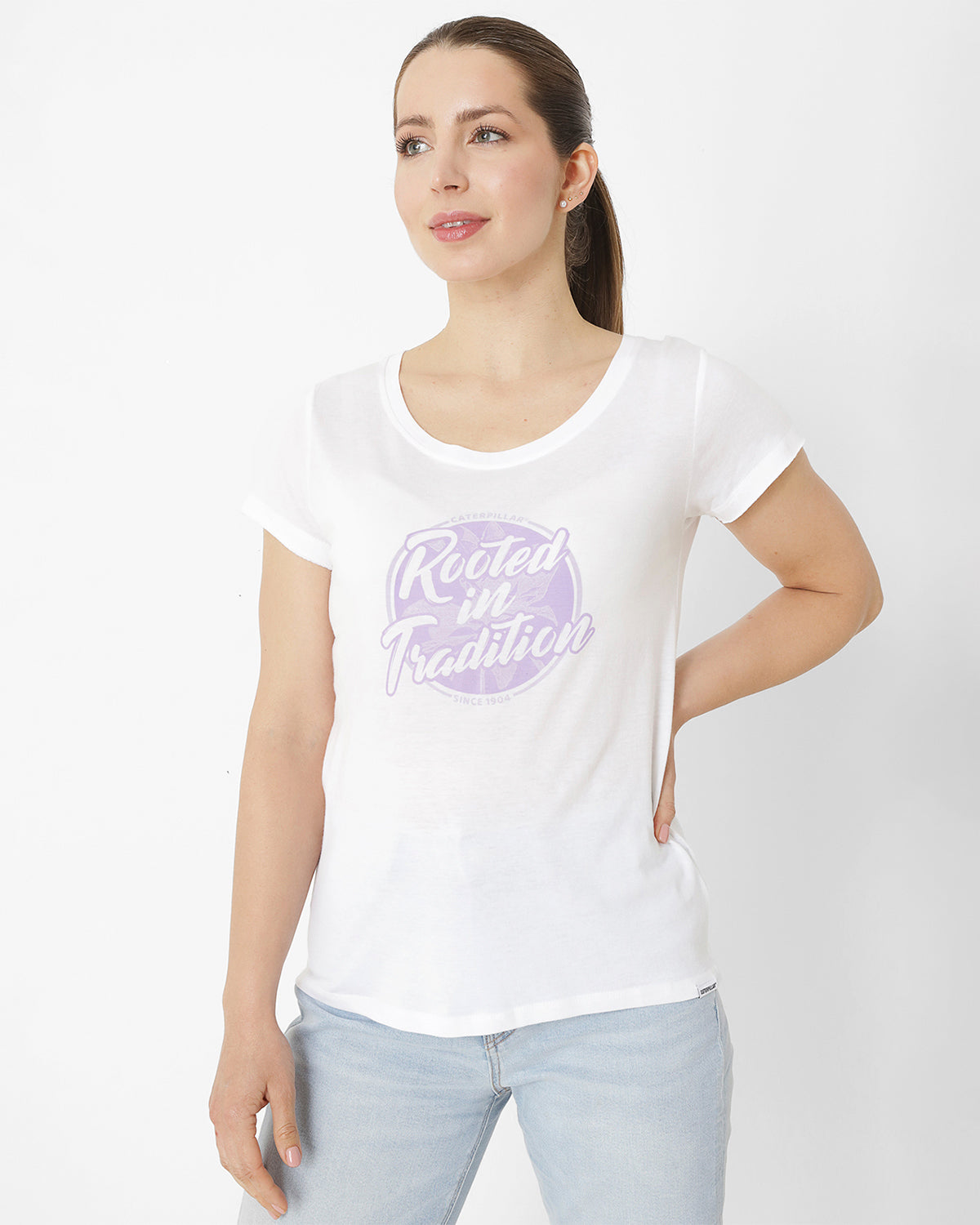 Polera Manga Corta Casual Mujer Rooted In Tradition Tee Blanco Cat