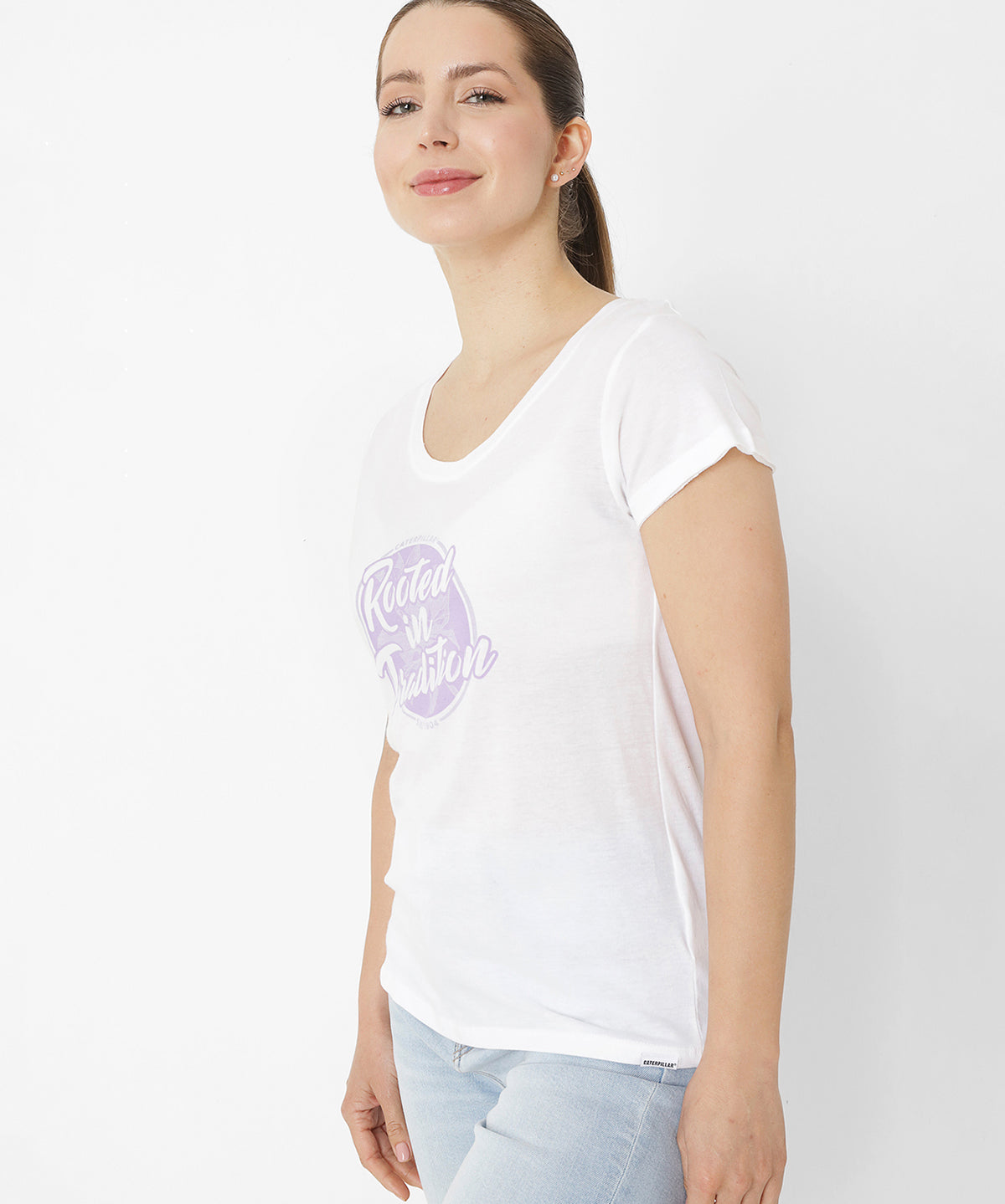 Polera Manga Corta Casual Mujer Rooted In Tradition Tee Blanco Cat