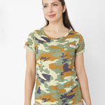 Polera Manga Corta Casual Mujer Logo Pocket Tee Multicolor Cat