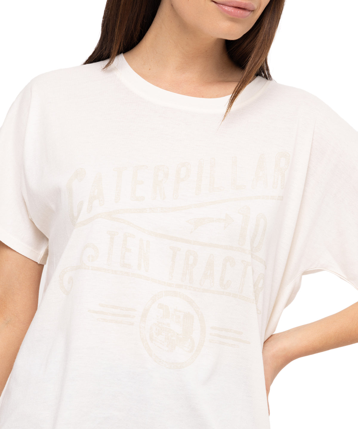 Polera Manga Corta Casual Mujer W Slouchy Dolman Tee Blanco Cat