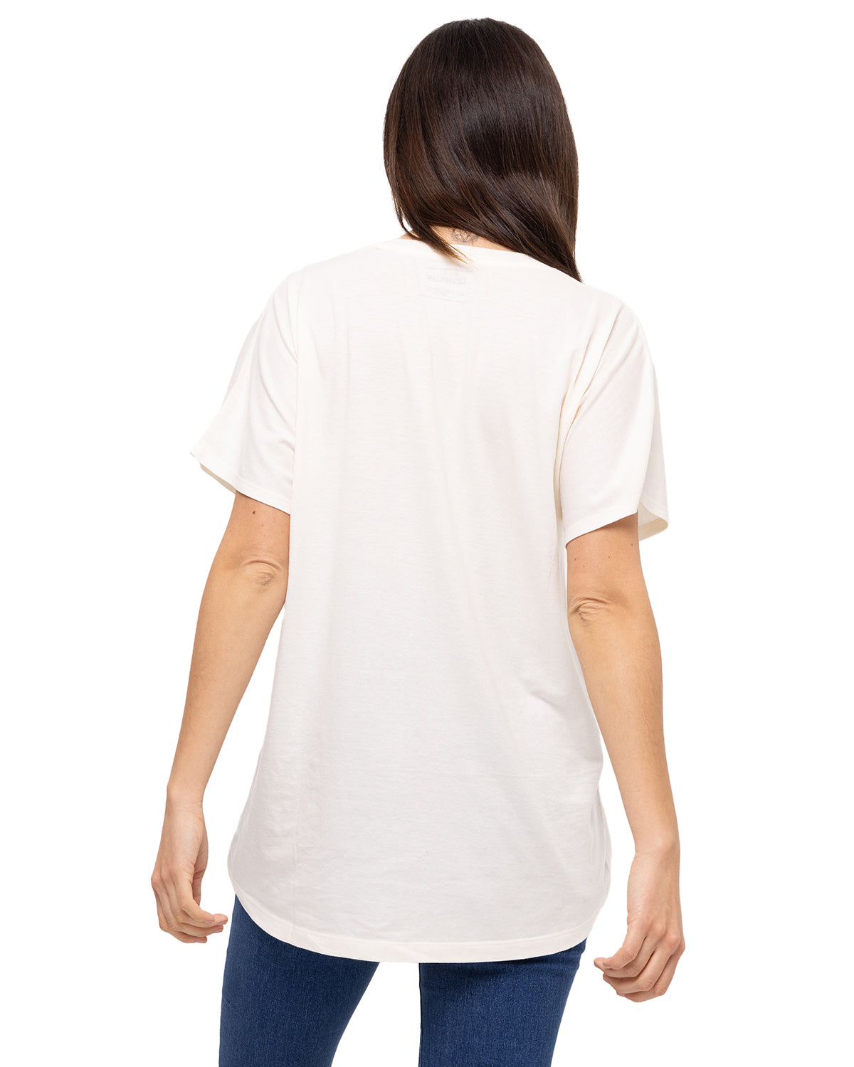 Polera Manga Corta Casual Mujer W Slouchy Dolman Tee Blanco Cat