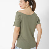 Polera Manga Corta Casual Mujer W Off The Shoulder Tee Verde Cat