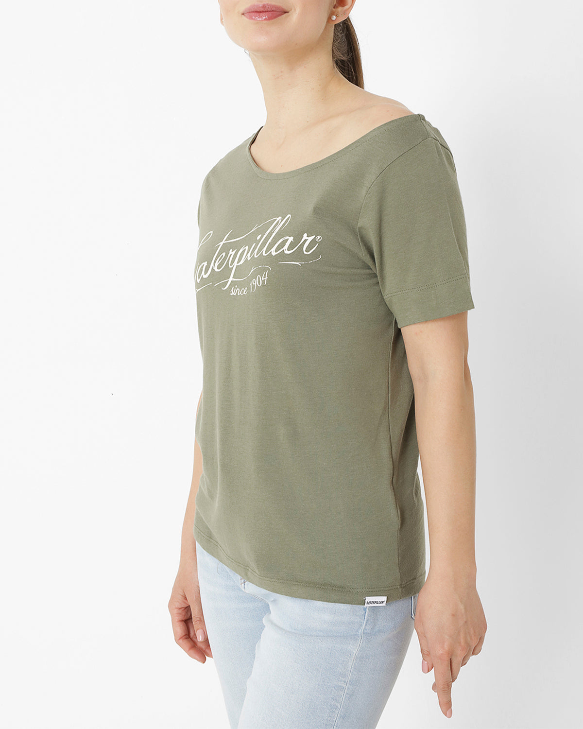 Polera Manga Corta Casual Mujer W Off The Shoulder Tee Verde Cat