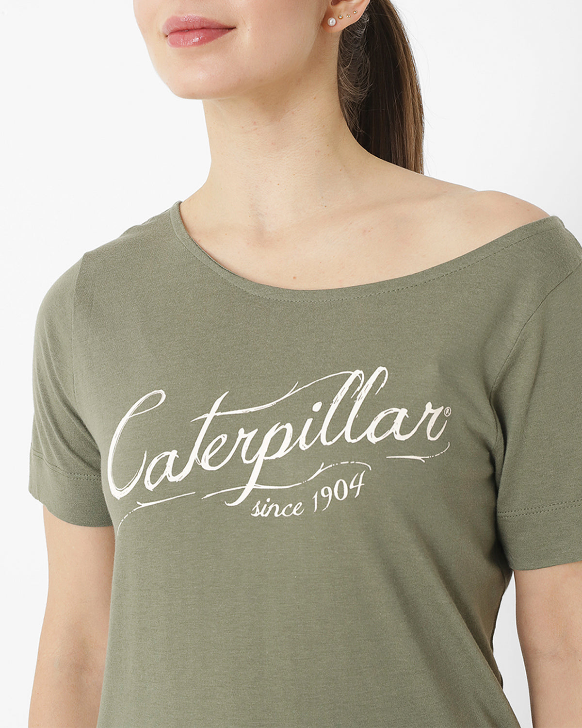 Polera Manga Corta Casual Mujer W Off The Shoulder Tee Verde Cat