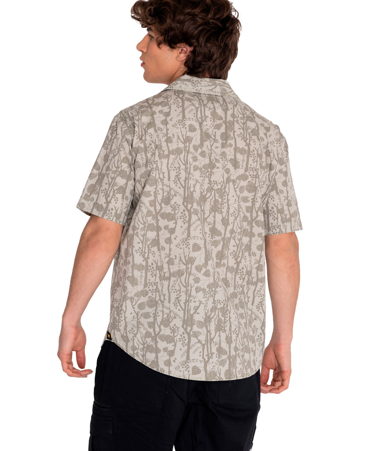 Camisa Manga corta Casual Hombre RELAXED PRINTED POPLIN S/S SHIRT Beige/Crudo CAT