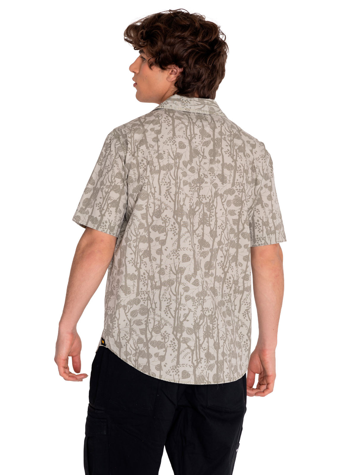 Camisa Manga corta Casual Hombre RELAXED PRINTED POPLIN S/S SHIRT Beige/Crudo CAT