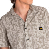 Camisa Manga corta Casual Hombre RELAXED PRINTED POPLIN S/S SHIRT Beige/Crudo CAT