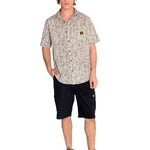 Camisa Manga corta Casual Hombre RELAXED PRINTED POPLIN S/S SHIRT Beige/Crudo CAT